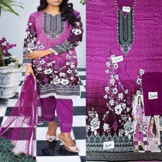 Fancy Malai Printed Unstitched 3 Piece Suit Best for Girls  & women - Art# SS - FMPL - M02 - BD