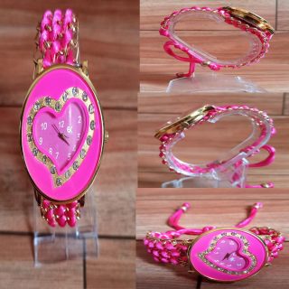 Fancy Stylish Bracelet Heart Dial Watch for Ladies and Girls Art # SS-BH-01