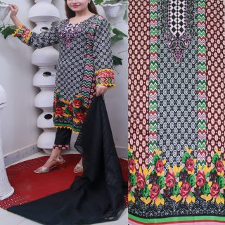 Fancy Malai Printed Unstitched 3 Piece Suit Best for Girls  & women - Art# SS - FMPL - M011 - BD