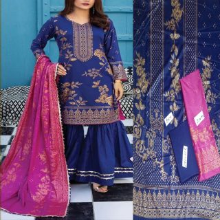 Fancy Banarsi Printed Unstitched 3 Piece Suit Best for Girls  & women - Art# SS - FBP - B12 - UF