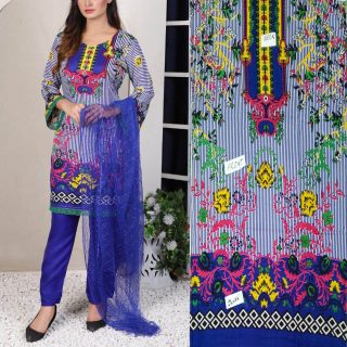 Fancy Malai Printed Unstitched 3 Piece Suit Best for Girls  & women - Art# SS - FMPL - M03 - BD