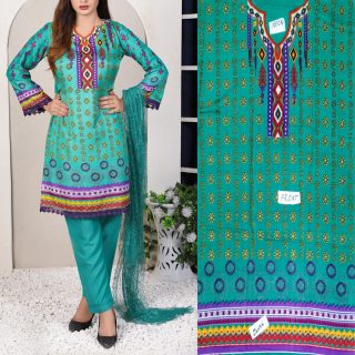 Fancy Malai Printed Unstitched 3 Piece Suit Best for Girls  & women - Art# SS - FMPL - M07 - BD