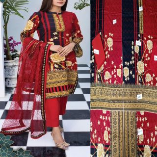 Fancy Malai Printed Unstitched 3 Piece Suit Best for Girls & women - Art# SS - FMPL - SC - M04 - BD