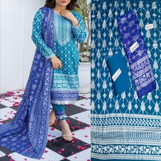 Fancy Banarsi Printed Unstitched 3 Piece Suit Best for Girls  & women - Art# SS - FBP - B010 - UF