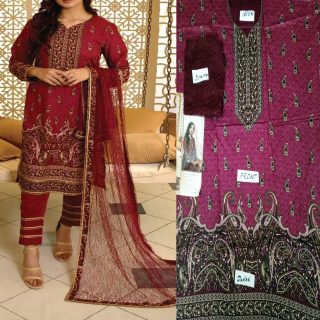 Fancy Malai Printed Unstitched 3 Piece Suit Best for Girls  & women - Art# SS - FMPL - M05 - BD