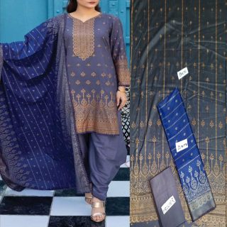 Fancy Banarsi Printed Unstitched 3 Piece Suit Best for Girls  & women - Art# SS - FBP - B014 - BD