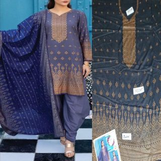 Fancy Banarsi Printed Unstitched 3 Piece Suit Best for Girls  & women - Art# SS - FBP - B014 - UF