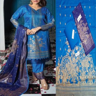 Fancy Banarsi Printed Unstitched 3 Piece Suit Best for Girls  & women - Art# SS - FBP - B02 - UF