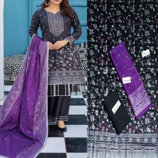 Fancy Banarsi Printed Unstitched 3 Piece Suit Best for Girls  & women - Art# SS - FBP - B08 - UF