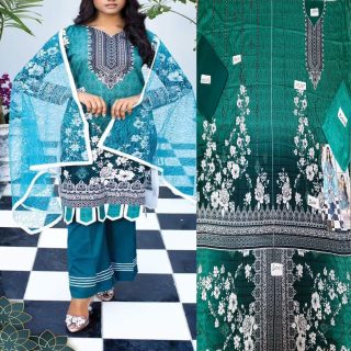 Fancy Malai Printed Unstitched 3 Piece Suit Best for Girls  & women - Art# SS - FMPL - M01 - BD