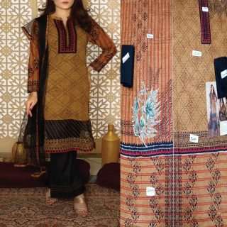 Fancy Malai Printed Unstitched 3 Piece Suit Best for Girls  & women - Art# SS - FMPL - M012 - UF