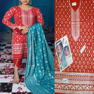 Fancy Banarsi Printed Unstitched 3 Piece Suit Best for Girls  & women - Art# SS - FBP - B013 - UF