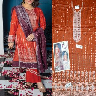 Fancy Banarsi Printed Unstitched 3 Piece Suit Best for Girls & women - Art# SS - FBP - B01 - BD