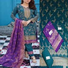 Fancy Banarsi Printed Unstitched 3 Piece Suit Best for Girls  & women - Art# SS - FBP - B015 - UF