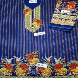 Fancy Printed Lawn Unstitched 3 Piece Suit Best for Girls  & women - Art# SS - FPL - SL8000-39 - UF