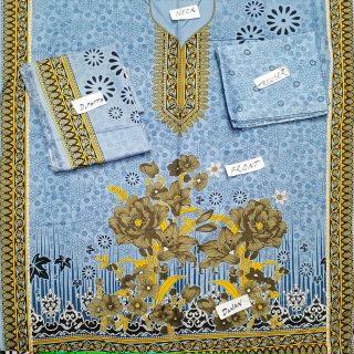 Fancy Printed Lawn Unstitched 3 Piece Suit Best for Girls  & women - Art# SS - FPL - SL8000-51 - UF