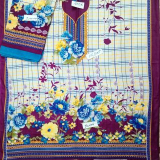 Fancy Printed Lawn Unstitched 3 Piece Suit Best for Girls  & women - Art# SS - FPL - SL8000-55 - UF