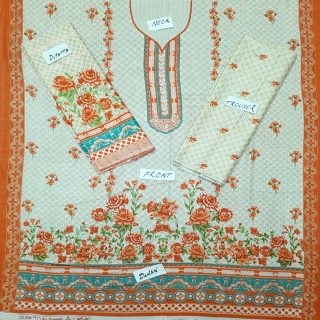 Fancy Printed Lawn Unstitched 3 Piece Suit Best for Girls  & women - Art# SS - FPL - SL8000-07 - UF