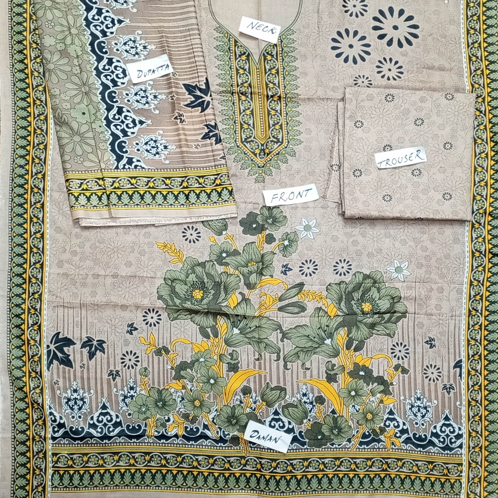 Fancy Printed Lawn Unstitched 3 Piece Suit Best for Girls & women - Art# SS - FPL - SL8000-45 - UF