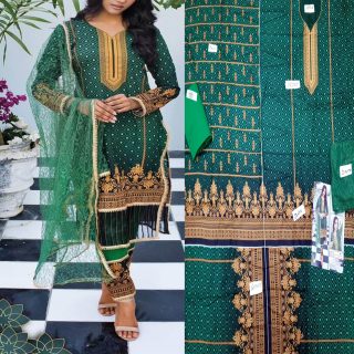 Fancy Malai Printed Unstitched 3 Piece Suit Best for Girls  & women - Art# SS - FMPL - SC - M11 - UF