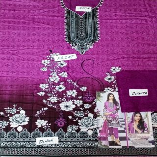 Fancy Malai Printed Unstitched 3 Piece Suit Best for Girls  & women - Art# SS - FMPL - SC - M02 - UF