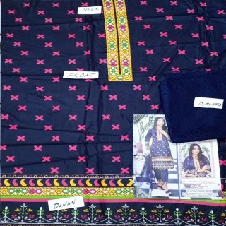 Fancy Malai Printed Unstitched 3 Piece Suit Best for Girls  & women - Art# SS - FMPL - SC - M14 - UF