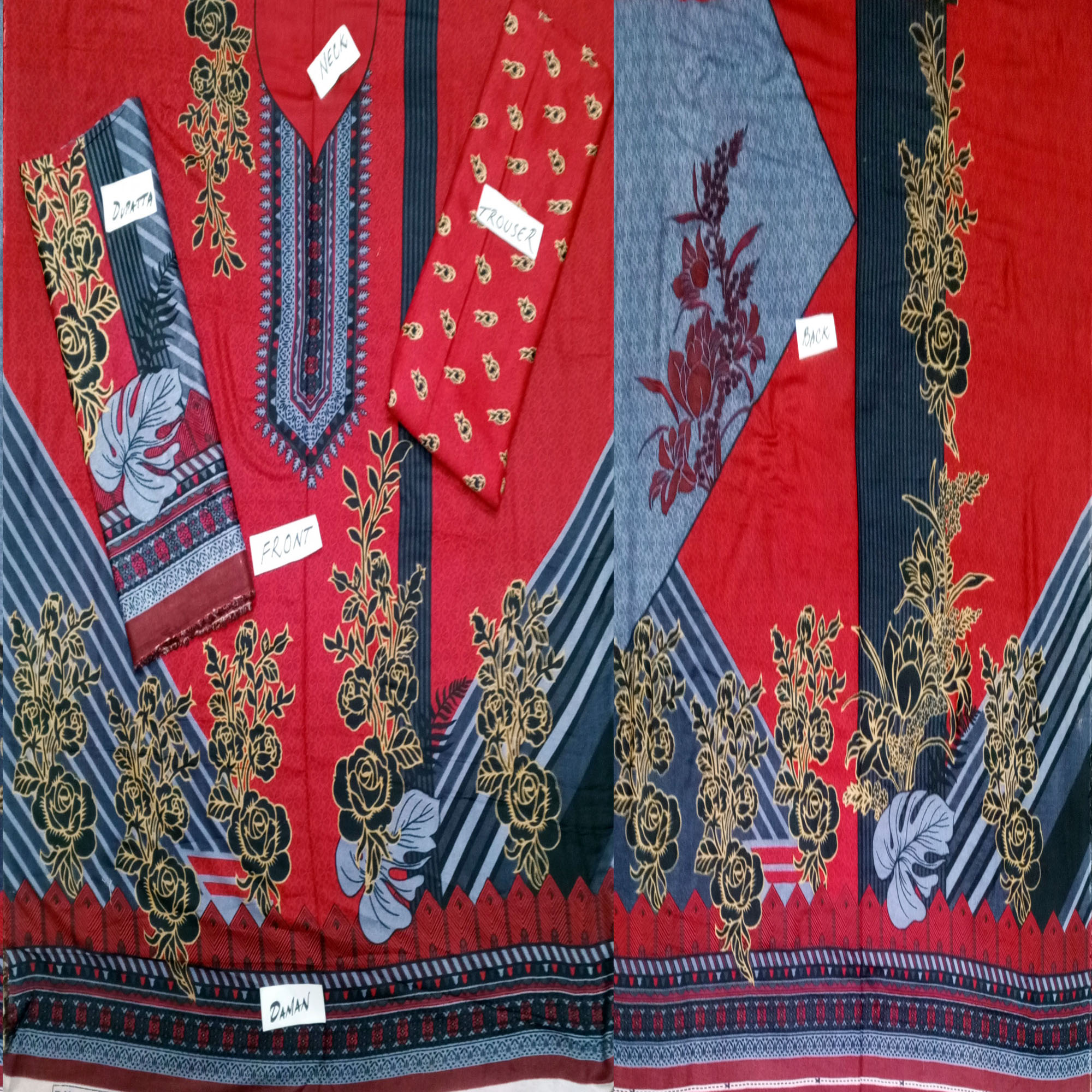 Fancy Printed Lawn Unstitched 3 Piece Suit Best for Girls & women - Art# SS - FPL - SL8000-05 - UF - Image 2