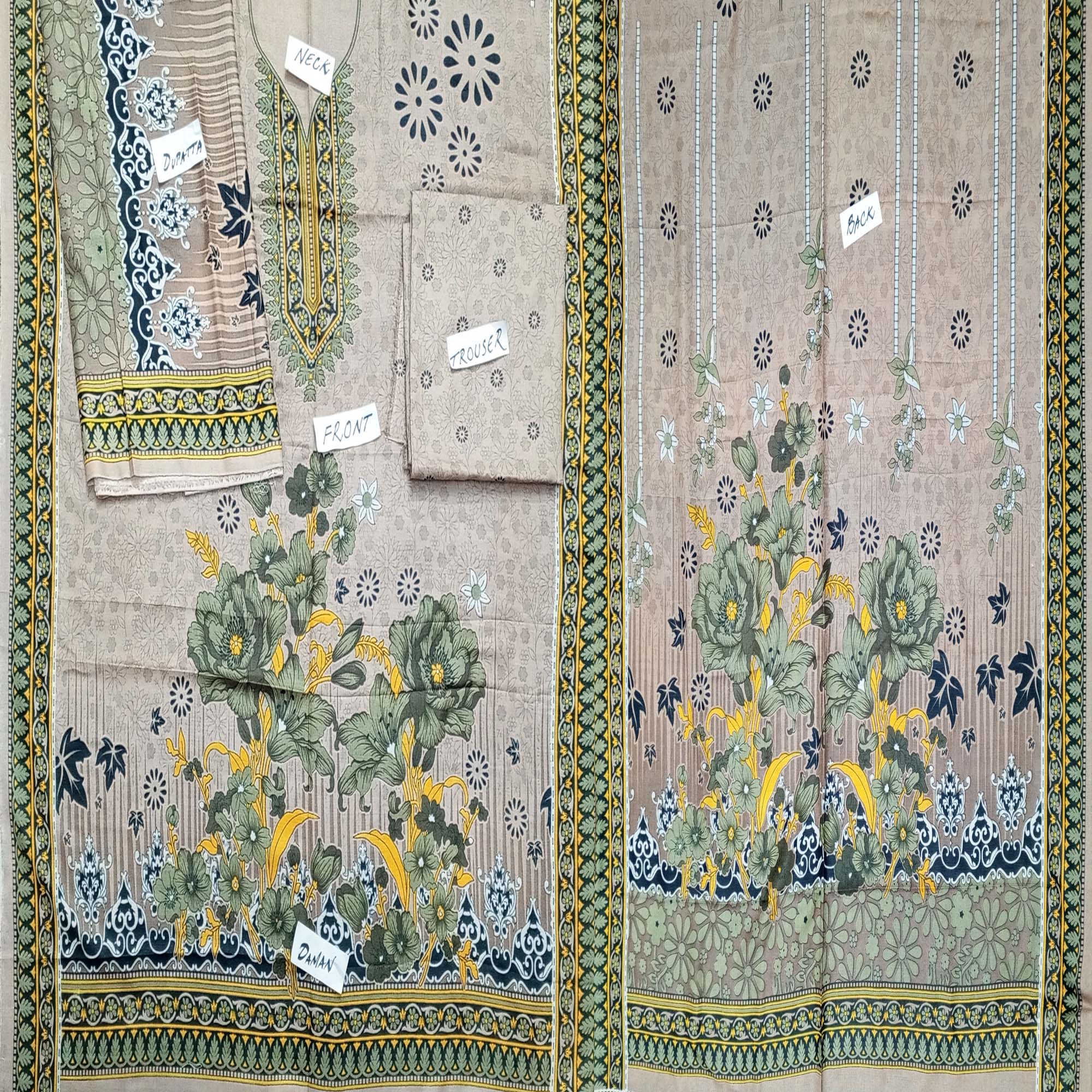 Fancy Printed Lawn Unstitched 3 Piece Suit Best for Girls & women - Art# SS - FPL - SL8000-45 - UF - Image 3