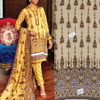 Fancy Printed Lawn Unstitched 3 Piece Suit Best for Girls  & women - Art# SS - FPL - LC - SL9000-01 - UF