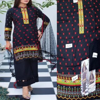 Fancy Malai Printed Unstitched 3 Piece Suit Best for Girls  & women - Art# SS - FMPL - SC - M12 - UF