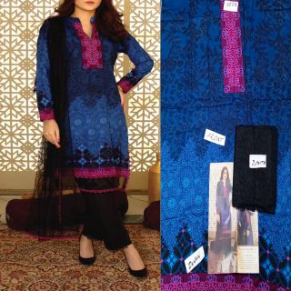 Fancy Malai Printed Unstitched 3 Piece Suit Best for Girls  & women - Art# SS - FMPL - RM - M09 - UF