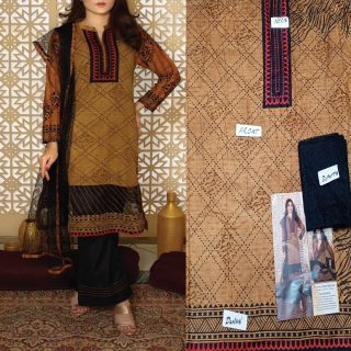 Fancy Malai Printed Unstitched 3 Piece Suit Best for Girls  & women - Art# SS - FMPL - RM - M12 - UF