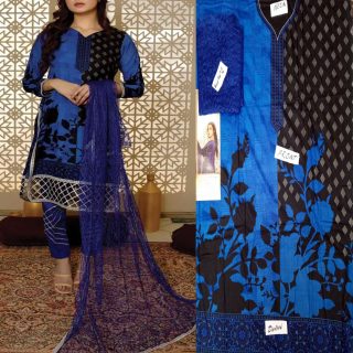Fancy Malai Printed Unstitched 3 Piece Suit Best for Girls  & women - Art# SS - FMPL - RM - M03 - UF