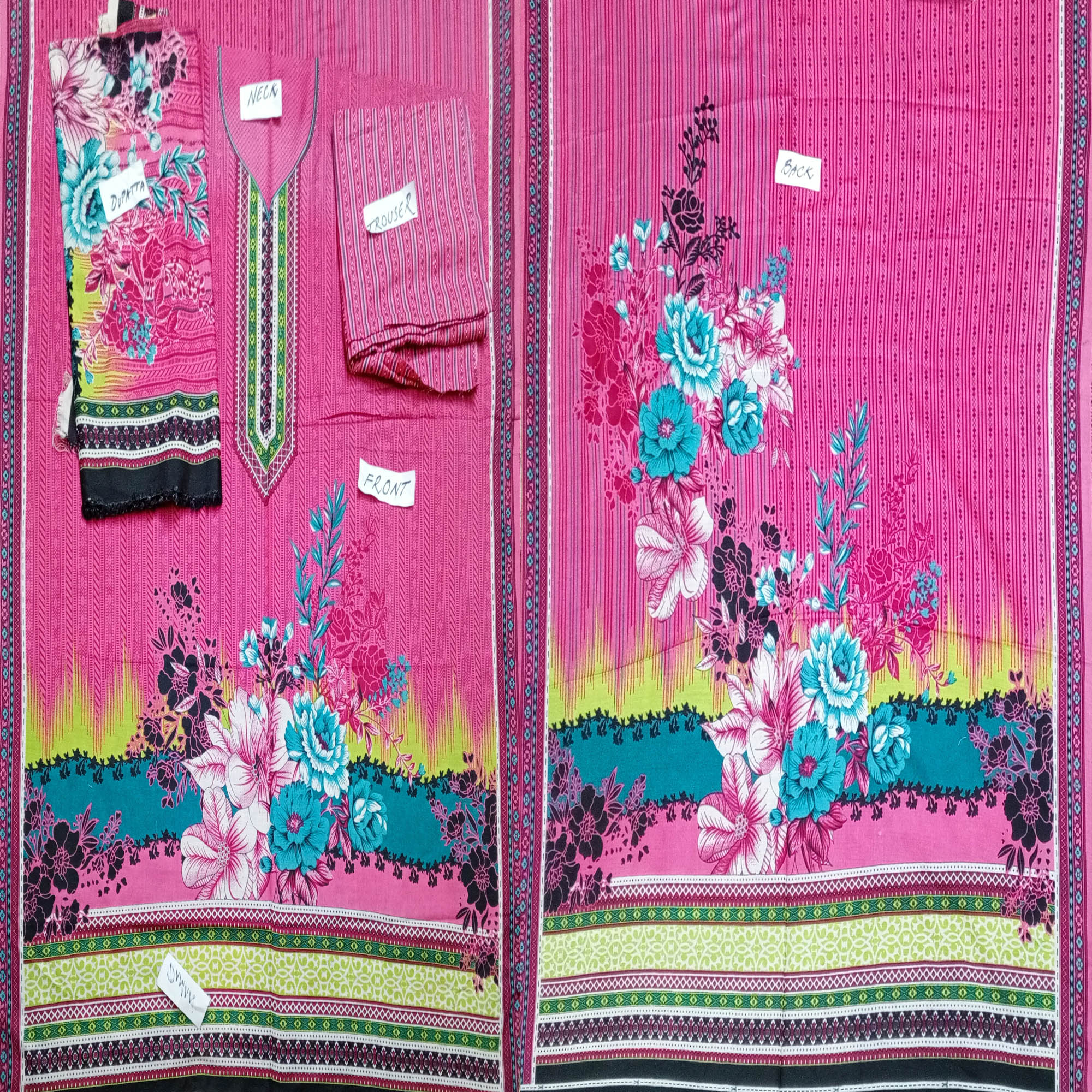 Fancy Printed Lawn Unstitched 3 Piece Suit Best for Girls & women - Art# SS - FPL - SL8000-44 - UF - Image 3