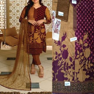 Fancy Malai Printed Unstitched 3 Piece Suit Best for Girls  & women - Art# SS - FMPL - RM - M02 - UF