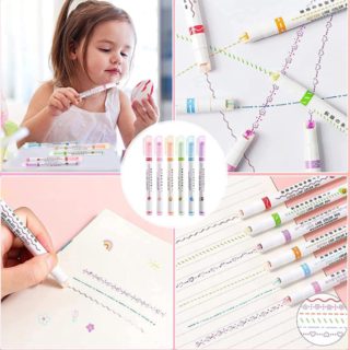 Pack of 6 Linear Roller Highlighter Pen Set Art #SS-RH-02