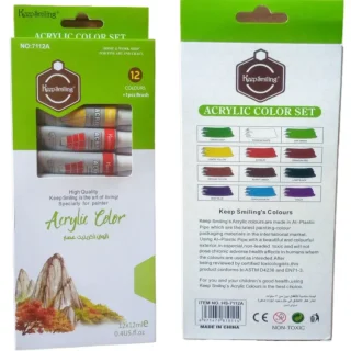 Keep Smiling Pack of 12 Acrylic Color Tube Set - Multicolor - Size 6ml tube -Art# SS-KS-Acrylic Color-St-AIP-0010