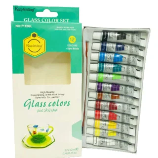 Keep Smiling Pack of 12 Glass Color Tube Set - Multicolor - Size 6ml tube -Art# SS-KS-Glass Color-St-AIP-009