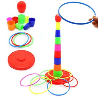 Ring Toss Game For Kids With Approx. 18 Inch Stand & Floatable Rings Multicolor Durable Plastic Rings Competitive Tossing Game for Kids and Adults Art# SS-Ring Toss-Toy-CTA-0004