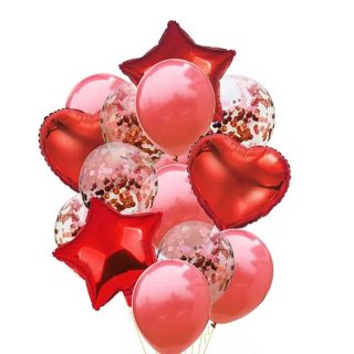 Pack of 14 Heart, Star Shape Foil Balloons
