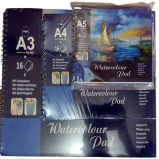 Pack of 3 Watercolor Pad Best for Artist (Size A5, A4 & A3 300 gm, 16 Sheets) Art# SS-GS Watercolor Pad-St-APDF- All 3 (A5+A4+A3) -0006