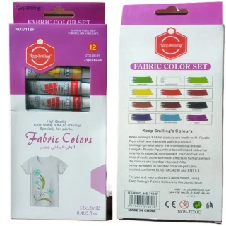 Keep Smiling Pack of 12 Fabric Color Tube Set - Multicolor - Size 6ml tube -Art# SS-KS-Fabric Color-St-AIP-012)