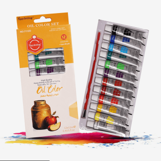 Keep Smiling Pack of 12 Oil Color Tube Set - Multicolor - Size 6ml tube -Art# SS-KS-Oil Color-St-AIP-007